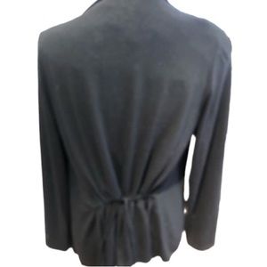 Christine Gerard large black open front cotton top  cardigan tie 2 tighten waist